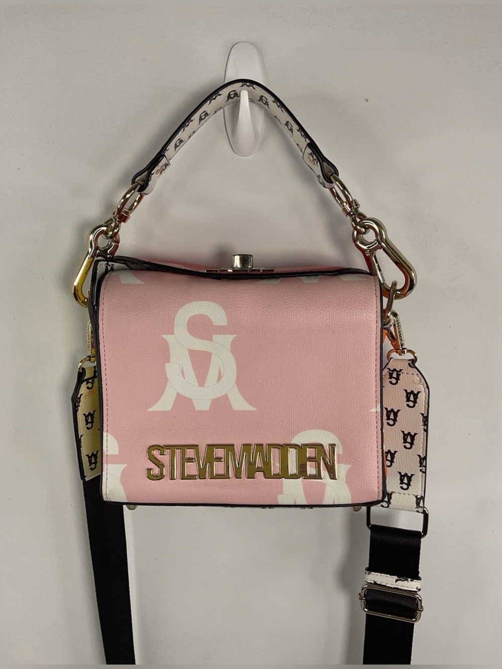 Steve Madden Kinder Box Pink Logo Mini Crossbody Bag
